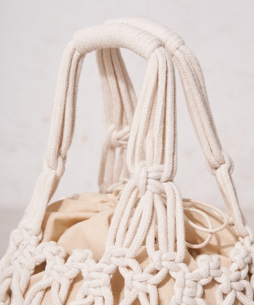 DISCOAT（ディスコート）の「マクラメバケツトートバッグ（トートバッグ・レディース・アイボリー/ブラウン・FREE）」の8枚目の写真
