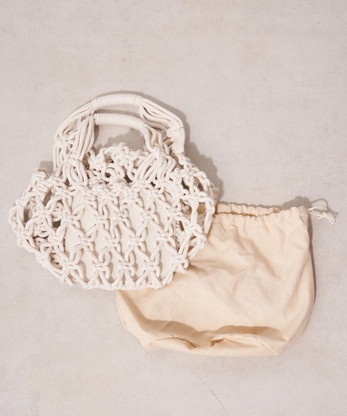 DISCOAT（ディスコート）の「マクラメバケツトートバッグ（トートバッグ・レディース・アイボリー/ブラウン・FREE）」の11枚目の写真