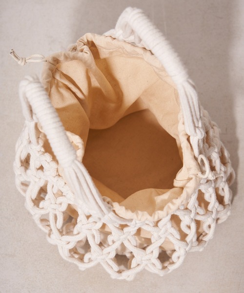 DISCOAT（ディスコート）の「マクラメバケツトートバッグ（トートバッグ・レディース・アイボリー/ブラウン・FREE）」の12枚目の写真