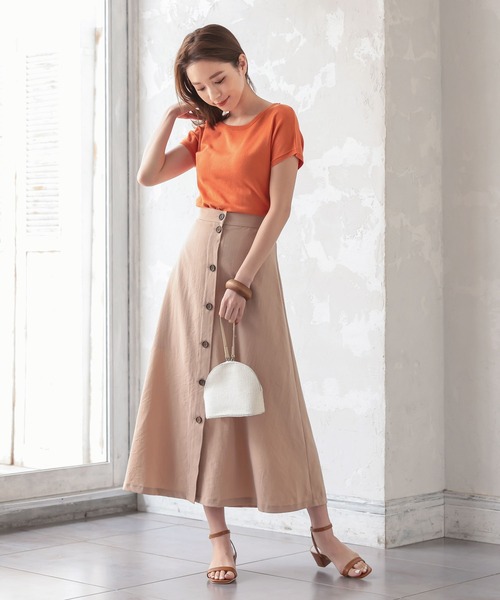 KOBE LETTUCE(コウベレタス)の「ウッドボタンバックゴムフレアスカート(スカート・レディース・ベージュ/カーキ/ピンク系その他・FREE)」の11枚目の写真