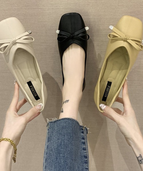 STYLEBLOCK（スタイルブロック）の「リボン付きレザータッチパンプス（パンプス・レディース・ブラック/ベージュ/イエロー・38/39/35/36/37）」の9枚目の写真