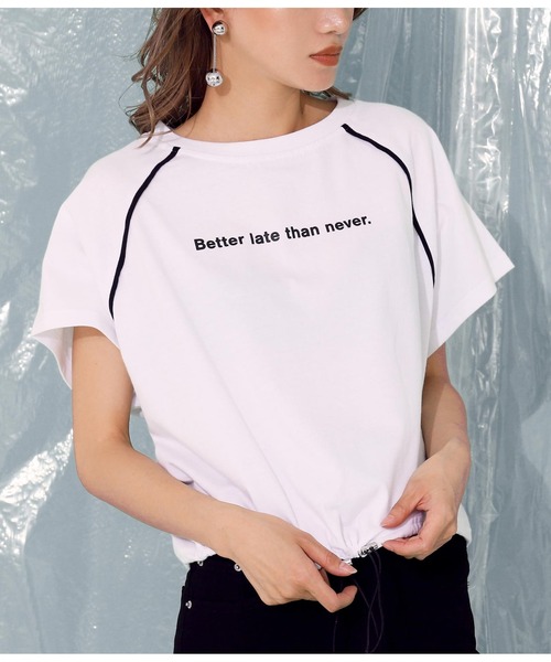 ラグランパイピングクロップドトップス Tシャツ カットソー Anap アナップ のファッション セール