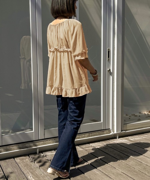 apres jour clair(アプレジュールクレア)の「【apres jour clair】シアーフリルチュニック【ZOZOTOWN限定アイテム】(シャツ/ブラウス・レディース・ベージュ/アイボリー/ミント・X-LARGE/フリー)」の15枚目の写真