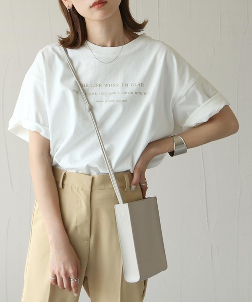 Chillfar（チルファー）の「半袖ロゴプリントＴシャツ（Tシャツ/カットソー・レディース・ホワイト系/ホワイト×ブルー/ホワイト系1/ホワイト系2/ホワイト×イエロー/ホワイト×グリーン/ブラック×ホワイト・FREE）」の15枚目の写真
