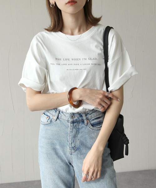 Chillfar（チルファー）の「半袖ロゴプリントＴシャツ（Tシャツ/カットソー・レディース・ホワイト系/ホワイト×ブルー/ホワイト系1/ホワイト系2/ホワイト×イエロー/ホワイト×グリーン/ブラック×ホワイト・FREE）」の17枚目の写真