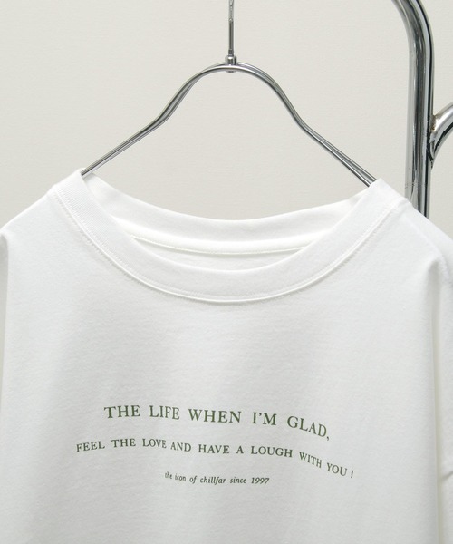 Chillfar（チルファー）の「半袖ロゴプリントＴシャツ（Tシャツ/カットソー・レディース・ホワイト系/ホワイト×ブルー/ホワイト系1/ホワイト系2/ホワイト×イエロー/ホワイト×グリーン/ブラック×ホワイト・FREE）」の12枚目の写真