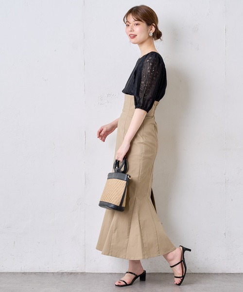 natural couture（ナチュラルクチュール）の「ストライプフラワーレースバルーンスリーブブラウス（シャツ/ブラウス・レディース・ブラック/ベージュ/ブラウン/オフホワイト・FREE）」の8枚目の写真