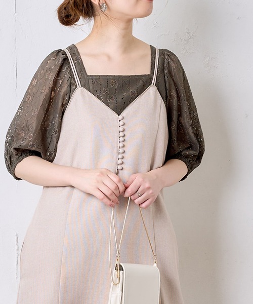 natural couture（ナチュラルクチュール）の「ストライプフラワーレースバルーンスリーブブラウス（シャツ/ブラウス・レディース・ブラック/ベージュ/ブラウン/オフホワイト・FREE）」の15枚目の写真