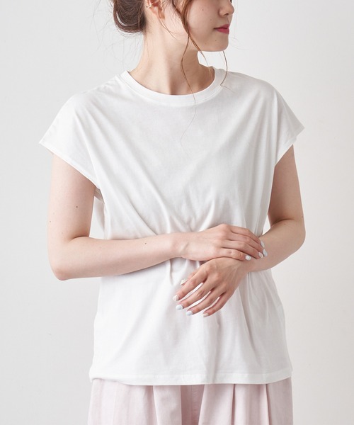 PUAL CE CIN(ピュアルセシン)の「オーガニックコットンフレンチスリーブT(Tシャツ/カットソー・レディース・チャコールグレー/ブラック/オフホワイト・FREE)」の16枚目の写真