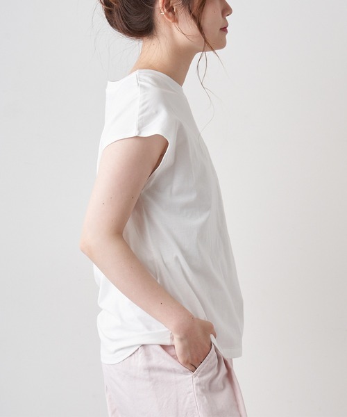 PUAL CE CIN(ピュアルセシン)の「オーガニックコットンフレンチスリーブT(Tシャツ/カットソー・レディース・チャコールグレー/ブラック/オフホワイト・FREE)」の18枚目の写真