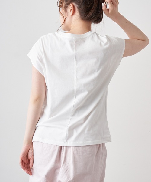 PUAL CE CIN(ピュアルセシン)の「オーガニックコットンフレンチスリーブT(Tシャツ/カットソー・レディース・チャコールグレー/ブラック/オフホワイト・FREE)」の19枚目の写真