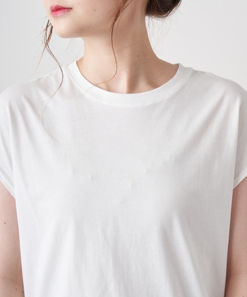 PUAL CE CIN(ピュアルセシン)の「オーガニックコットンフレンチスリーブT(Tシャツ/カットソー・レディース・チャコールグレー/ブラック/オフホワイト・FREE)」の11枚目の写真