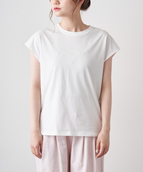 PUAL CE CIN(ピュアルセシン)の「オーガニックコットンフレンチスリーブT(Tシャツ/カットソー・レディース・チャコールグレー/ブラック/オフホワイト・FREE)」の8枚目の写真