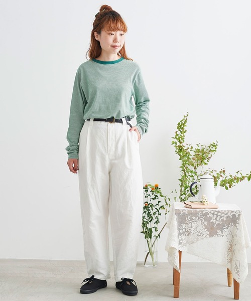 chambre de charme(シャンブルドゥシャーム)の「cdc コットン/リネンツイル タックテーパードパンツ(その他パンツ・レディース・キナリ/カーキ/ブラック/ホワイト・FREE)」の6枚目の写真