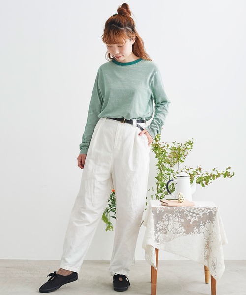 chambre de charme(シャンブルドゥシャーム)の「cdc コットン/リネンツイル タックテーパードパンツ(その他パンツ・レディース・キナリ/カーキ/ブラック/ホワイト・FREE)」の9枚目の写真