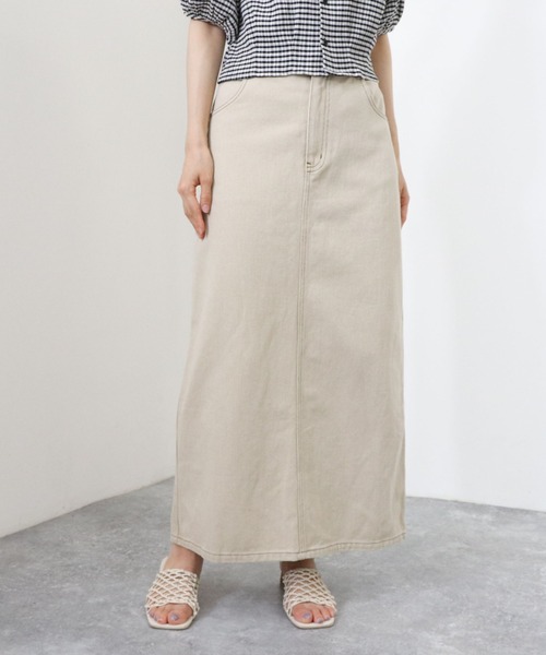 archives（アルシーヴ）の「デニムロングスカート（デニムスカート・レディース・ネイビー/アイボリー/ブラック・MEDIUM）」の2枚目の写真