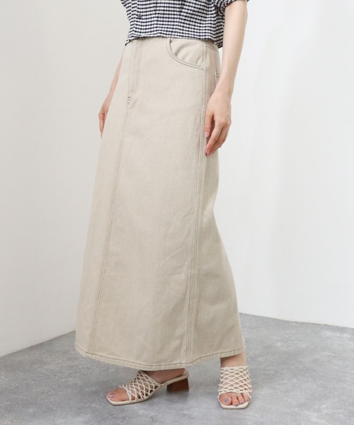 archives（アルシーヴ）の「デニムロングスカート（デニムスカート・レディース・ネイビー/アイボリー/ブラック・MEDIUM）」の6枚目の写真