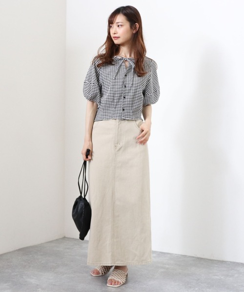 archives（アルシーヴ）の「デニムロングスカート（デニムスカート・レディース・ネイビー/アイボリー/ブラック・MEDIUM）」の8枚目の写真