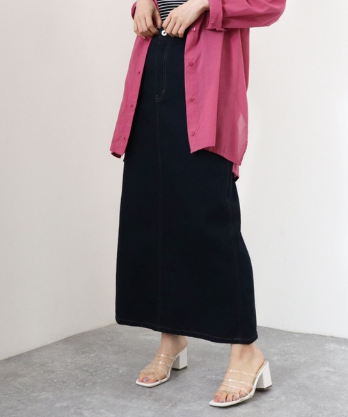 archives（アルシーヴ）の「デニムロングスカート（デニムスカート・レディース・ネイビー/アイボリー/ブラック・MEDIUM）」の9枚目の写真