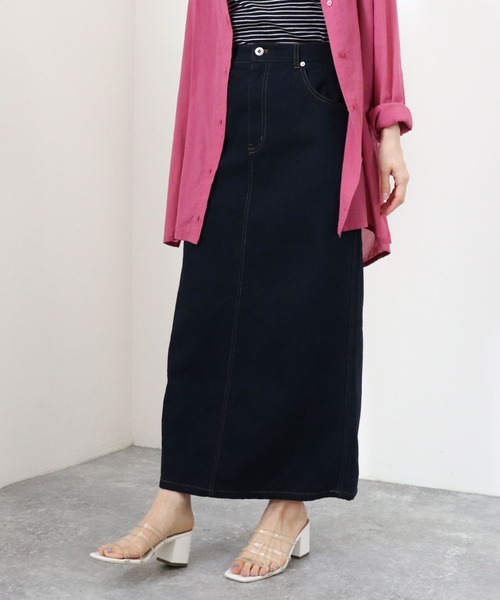 archives（アルシーヴ）の「デニムロングスカート（デニムスカート・レディース・ネイビー/アイボリー/ブラック・MEDIUM）」の10枚目の写真