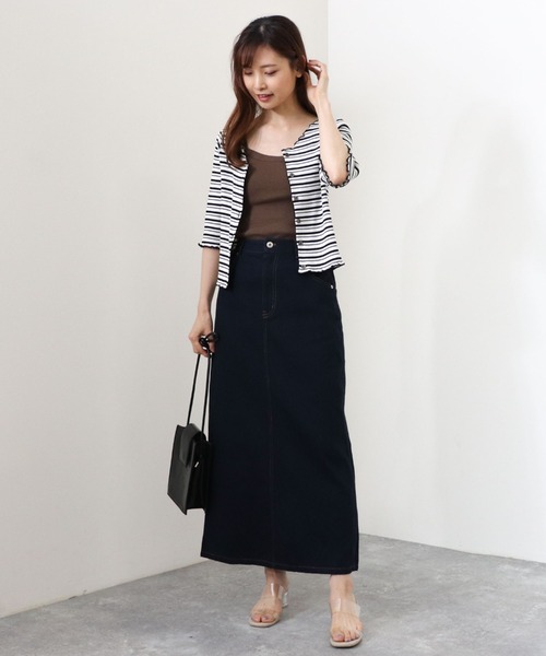 archives（アルシーヴ）の「デニムロングスカート（デニムスカート・レディース・ネイビー/アイボリー/ブラック・MEDIUM）」の12枚目の写真