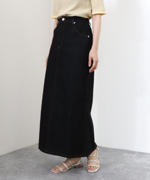 archives（アルシーヴ）の「デニムロングスカート（デニムスカート・レディース・ネイビー/アイボリー/ブラック・MEDIUM）」の13枚目の写真