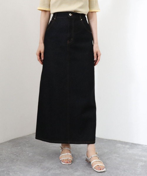 archives（アルシーヴ）の「デニムロングスカート（デニムスカート・レディース・ネイビー/アイボリー/ブラック・MEDIUM）」の14枚目の写真