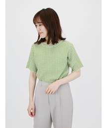 ehka sopo | 楊柳ギンガムチェックTシャツ(Tシャツ/カットソー)