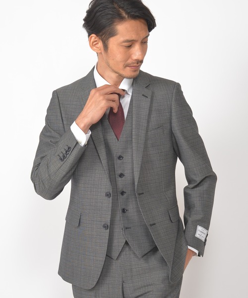 CROWDED CLOSET（クラウデッドクローゼット）の「TWピンチェック柄スーツ／別売りベストあり／2ピースビジネスセットアップスーツ（セットアップ・メンズ・ネイビー/グレー・01/02/03/04）」の4枚目の写真