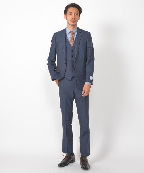 CROWDED CLOSET（クラウデッドクローゼット）の「TWピンチェック柄スーツ／別売りベストあり／2ピースビジネスセットアップスーツ（セットアップ・メンズ・ネイビー/グレー・01/02/03/04）」の10枚目の写真
