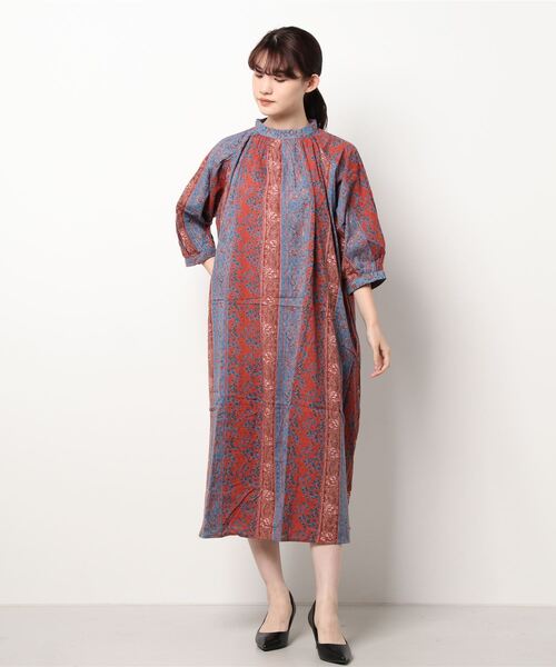 チャイハネ（チャイハネ）の「【チャイハネ】yul コットンドビーブロックプリントワンピース（ワンピース・レディース・ベージュ/レッド/グリーン・FREE）」の20枚目の写真