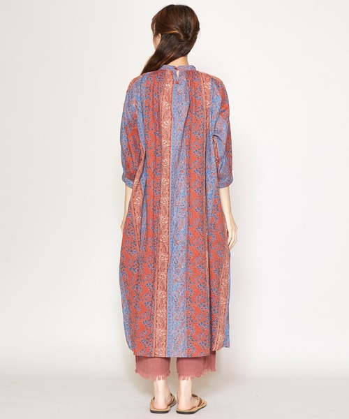 チャイハネ（チャイハネ）の「【チャイハネ】yul コットンドビーブロックプリントワンピース（ワンピース・レディース・ベージュ/レッド/グリーン・FREE）」の15枚目の写真