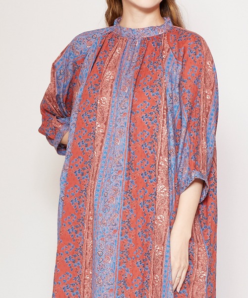 チャイハネ（チャイハネ）の「【チャイハネ】yul コットンドビーブロックプリントワンピース（ワンピース・レディース・ベージュ/レッド/グリーン・FREE）」の18枚目の写真