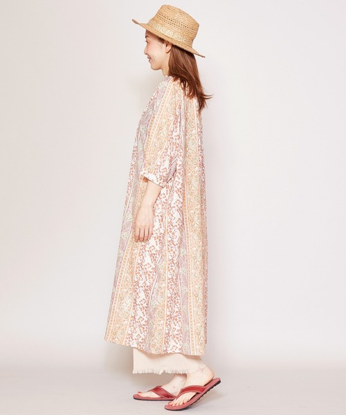 チャイハネ（チャイハネ）の「【チャイハネ】yul コットンドビーブロックプリントワンピース（ワンピース・レディース・ベージュ/レッド/グリーン・FREE）」の21枚目の写真