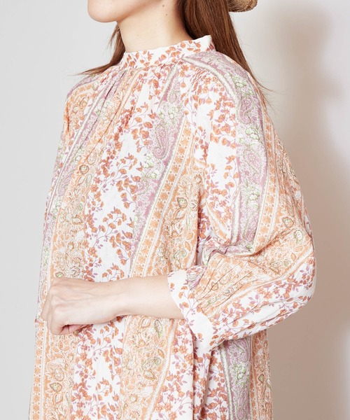 チャイハネ（チャイハネ）の「【チャイハネ】yul コットンドビーブロックプリントワンピース（ワンピース・レディース・ベージュ/レッド/グリーン・FREE）」の13枚目の写真