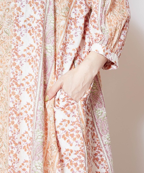 チャイハネ（チャイハネ）の「【チャイハネ】yul コットンドビーブロックプリントワンピース（ワンピース・レディース・ベージュ/レッド/グリーン・FREE）」の16枚目の写真