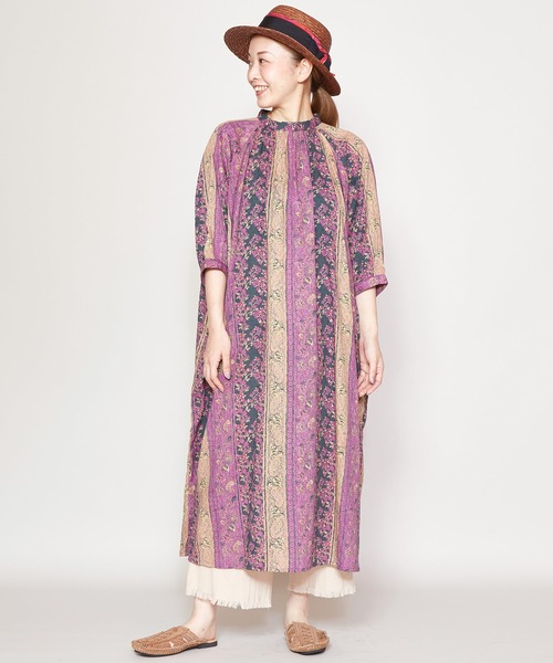 チャイハネ（チャイハネ）の「【チャイハネ】yul コットンドビーブロックプリントワンピース（ワンピース・レディース・ベージュ/レッド/グリーン・FREE）」の22枚目の写真