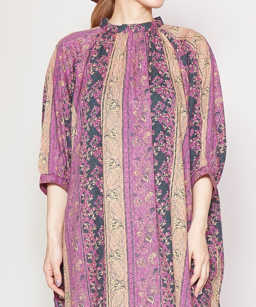 チャイハネ（チャイハネ）の「【チャイハネ】yul コットンドビーブロックプリントワンピース（ワンピース・レディース・ベージュ/レッド/グリーン・FREE）」の14枚目の写真