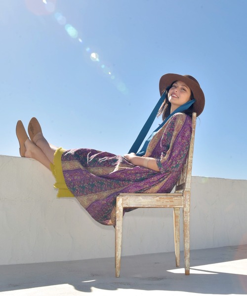 チャイハネ（チャイハネ）の「【チャイハネ】yul コットンドビーブロックプリントワンピース（ワンピース・レディース・ベージュ/レッド/グリーン・FREE）」の17枚目の写真