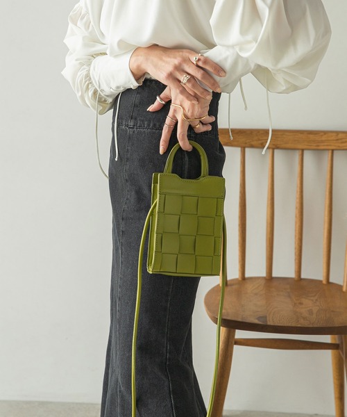 rectangle（レクタングル）の「メッシュショルダーバッグ（ショルダーバッグ・レディース・ブラック/グリーン/ベージュ/アイボリー/イエロー/ブラウン・FREE）」の9枚目の写真