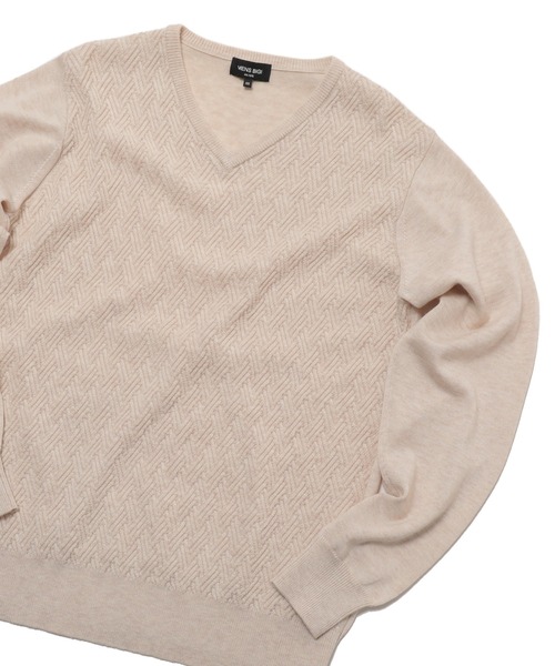 MEN'S BIGI（メンズビギ）の「12Gジャガードニット（ニット/セーター・メンズ・マスタード/ライトベージュ/パープル/ターコイズブルー・02/01/03）」の2枚目の写真