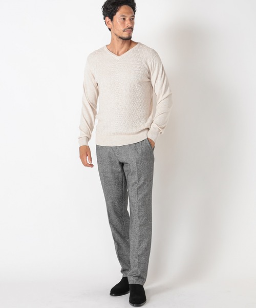 MEN'S BIGI（メンズビギ）の「12Gジャガードニット（ニット/セーター・メンズ・マスタード/ライトベージュ/パープル/ターコイズブルー・02/01/03）」の12枚目の写真