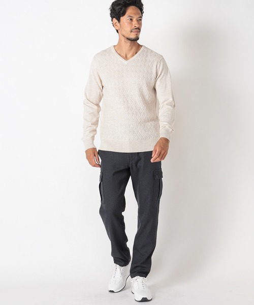 MEN'S BIGI（メンズビギ）の「12Gジャガードニット（ニット/セーター・メンズ・マスタード/ライトベージュ/パープル/ターコイズブルー・02/01/03）」の22枚目の写真