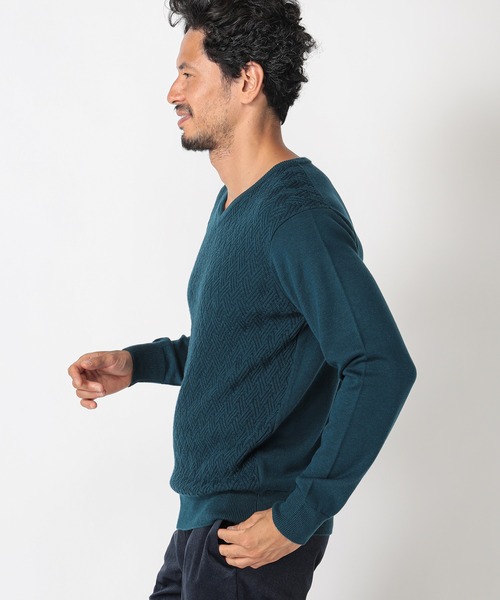 MEN'S BIGI（メンズビギ）の「12Gジャガードニット（ニット/セーター・メンズ・マスタード/ライトベージュ/パープル/ターコイズブルー・02/01/03）」の21枚目の写真
