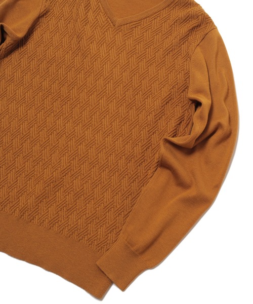MEN'S BIGI（メンズビギ）の「12Gジャガードニット（ニット/セーター・メンズ・マスタード/ライトベージュ/パープル/ターコイズブルー・02/01/03）」の10枚目の写真
