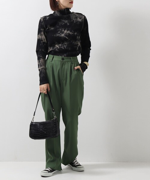 PUBLUX(パブリュクス)の「▽【PUBLUX/パブリュクス】タイダイテレコタートルトップス◇(Tシャツ/カットソー・レディース・ブラック/グレイッシュベージュ/ダークオレンジ・フリ-)」の4枚目の写真