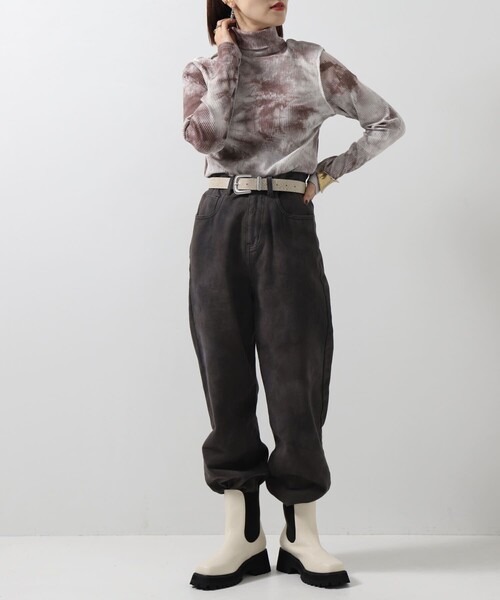 PUBLUX(パブリュクス)の「▽【PUBLUX/パブリュクス】タイダイテレコタートルトップス◇(Tシャツ/カットソー・レディース・ブラック/グレイッシュベージュ/ダークオレンジ・フリ-)」の11枚目の写真