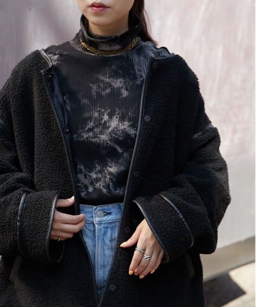 PUBLUX(パブリュクス)の「▽【PUBLUX/パブリュクス】タイダイテレコタートルトップス◇(Tシャツ/カットソー・レディース・ブラック/グレイッシュベージュ/ダークオレンジ・フリ-)」の2枚目の写真