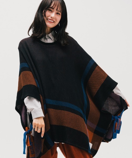 EFFECTEN（エフェクテン）の「mcg2937-St. Pitts knit poncho セントピッツニットポンチョ（ポンチョ・メンズ・ブラック系その他・FREE）」の2枚目の写真