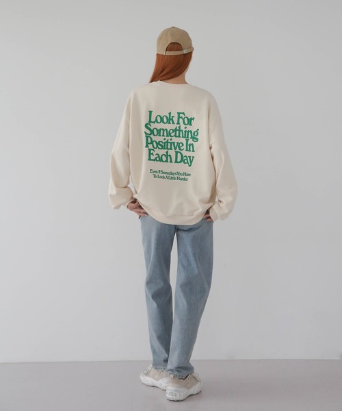 UNE MANSION（ユヌマンション）の「デイオーバーフィットトレーナー（Tシャツ/カットソー・レディース・クリーム/ライトグレー/ブラック・FREE）」の9枚目の写真